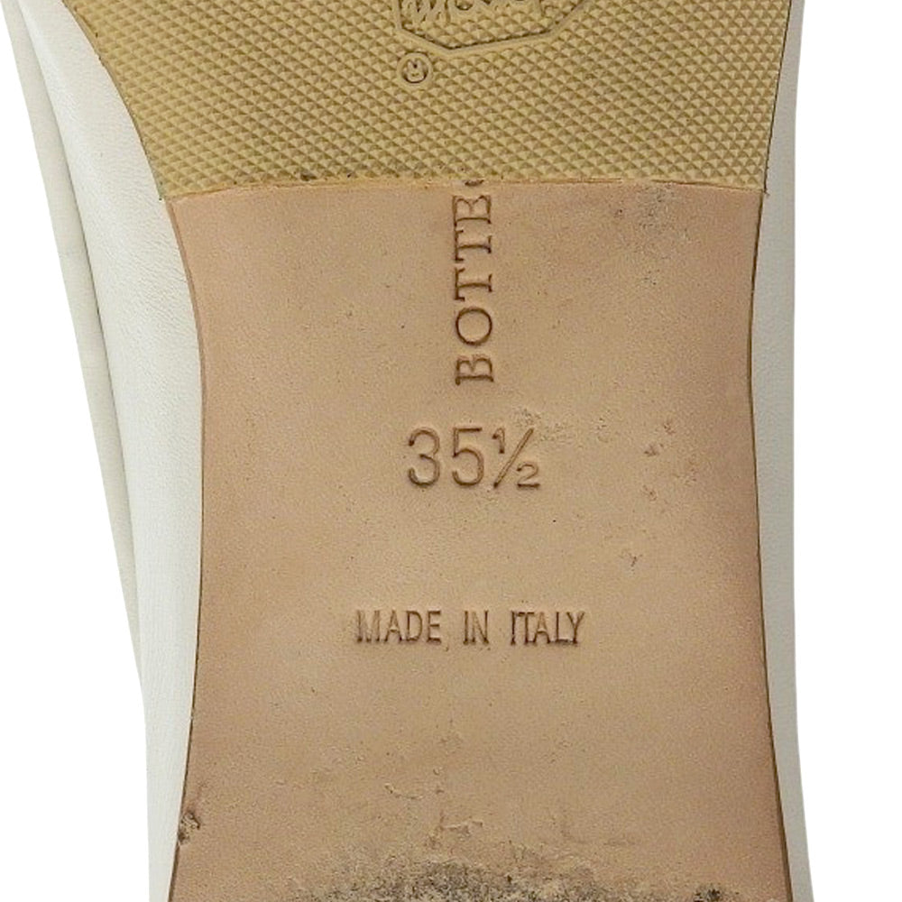 BOTTEGA VENETA ボッテガヴェネタ 美品 イントレチャート フラットパンプス レディース ホワイト 35 1/2 シューズ 35.5