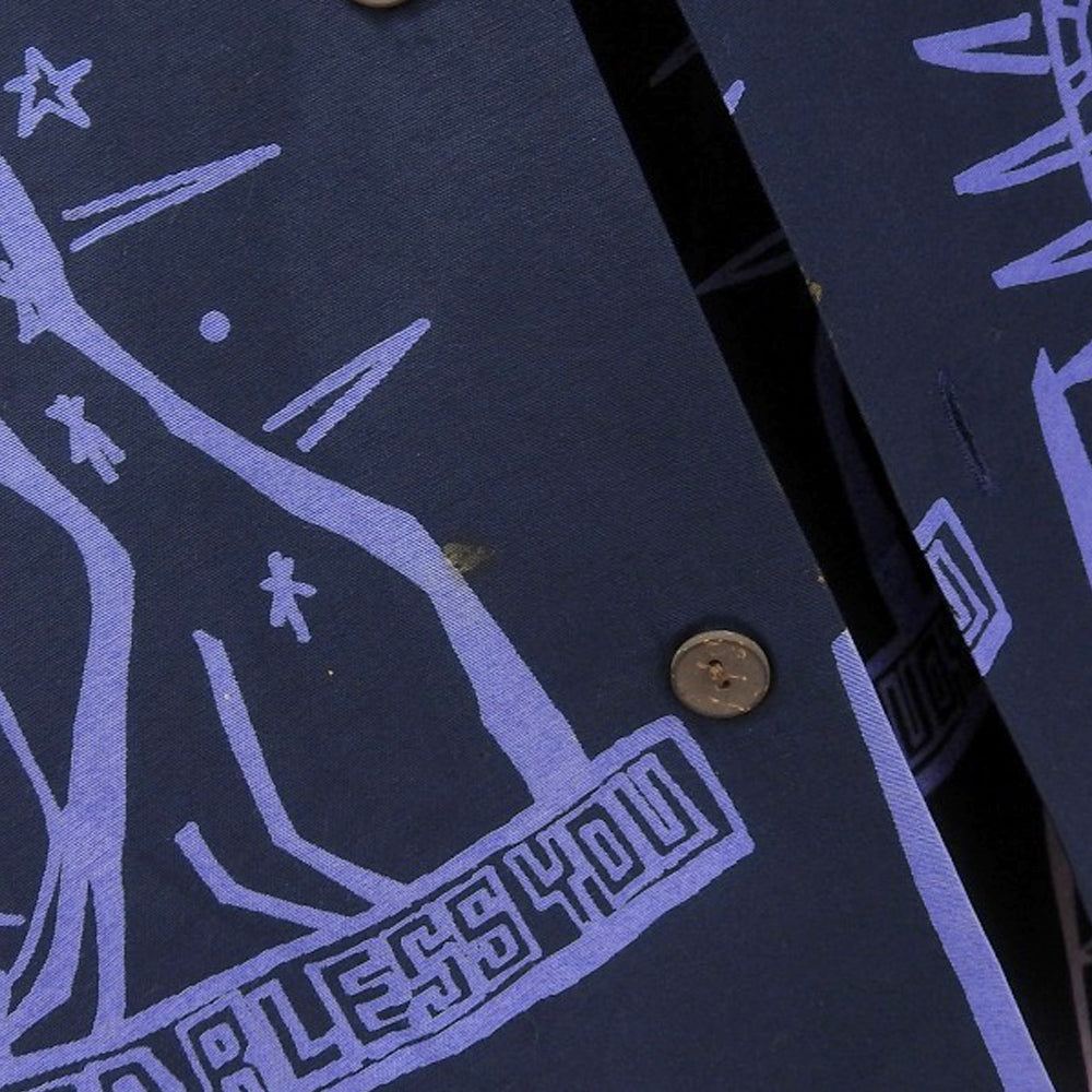 WACKO MARIA ワコマリア レーヨン ペイント 半袖オープンカラーシャツ トップス メンズ ネイビー M トップス M