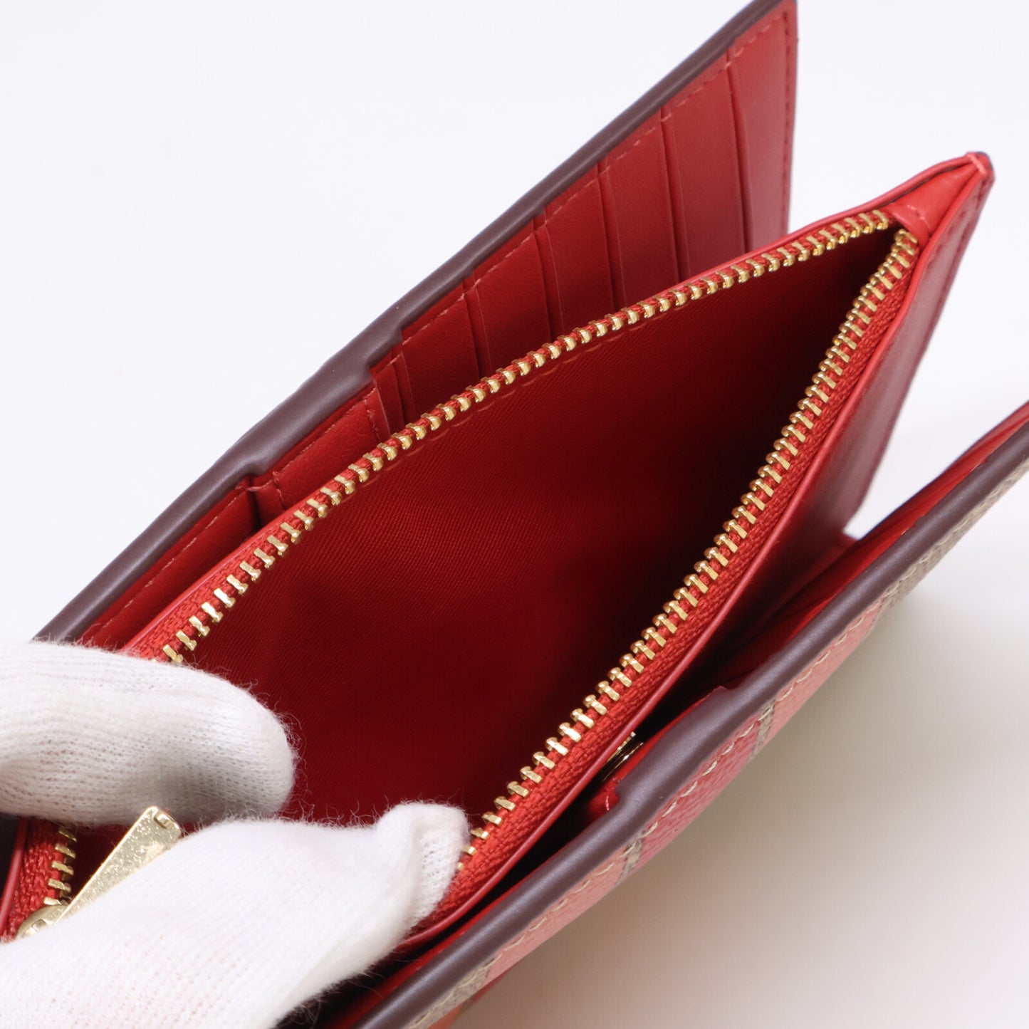 COACH コーチ 【美品】CAP23 スリム ジップ ウォレット・シグネチャー キャンバス・ストライプ 二つ折り財布(小銭入れあり)