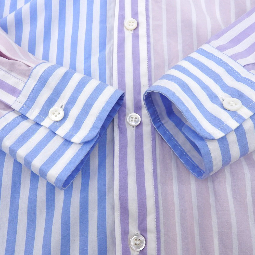 THIRD MAGAZINE サードマガジン 美品 ストライプ ワンポイントロゴ オーバー シャツ トップス レディース マルチカラー 9 A0833FB トップス 9