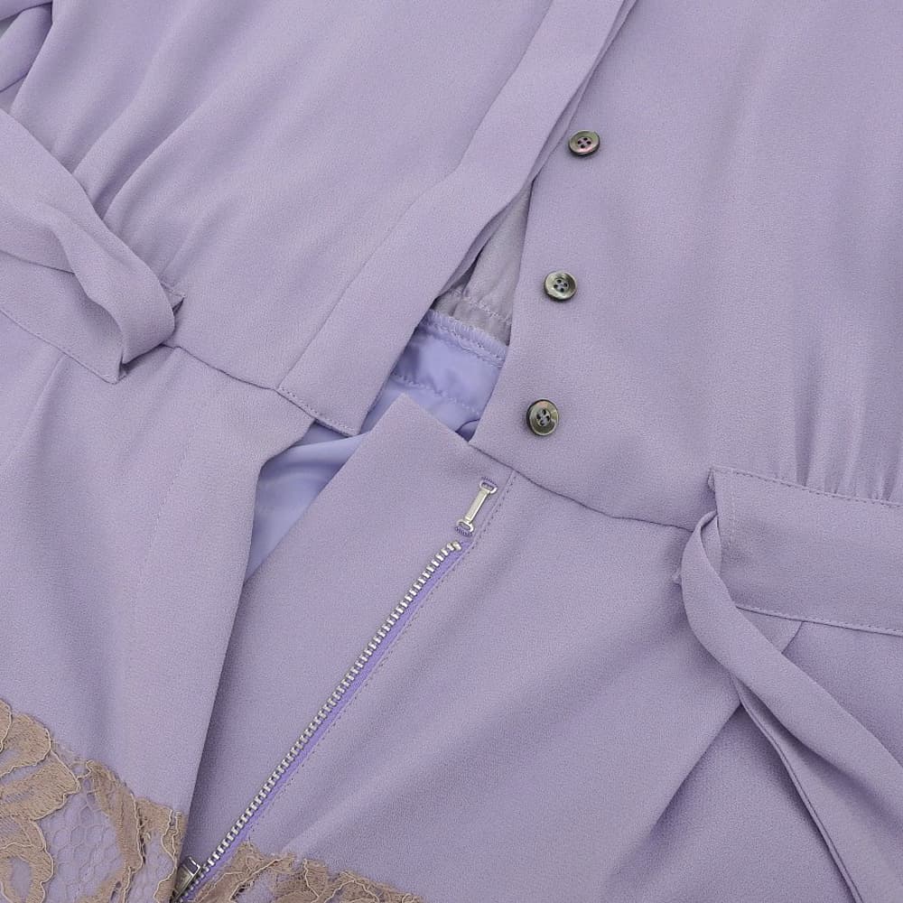 ADELLY アデリ― 美品 トリアセテート シャツスタイル オールインワン レディース ライトパープル ADL10-391 ワンピース ―