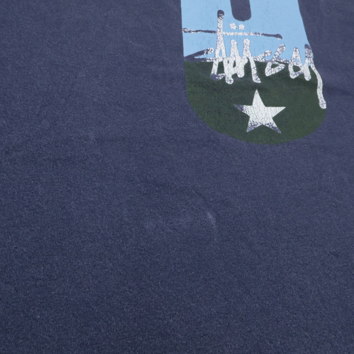 STUSSY ステューシー 90'sタグ ネイビー プリント コットン Tシャツ トップス L