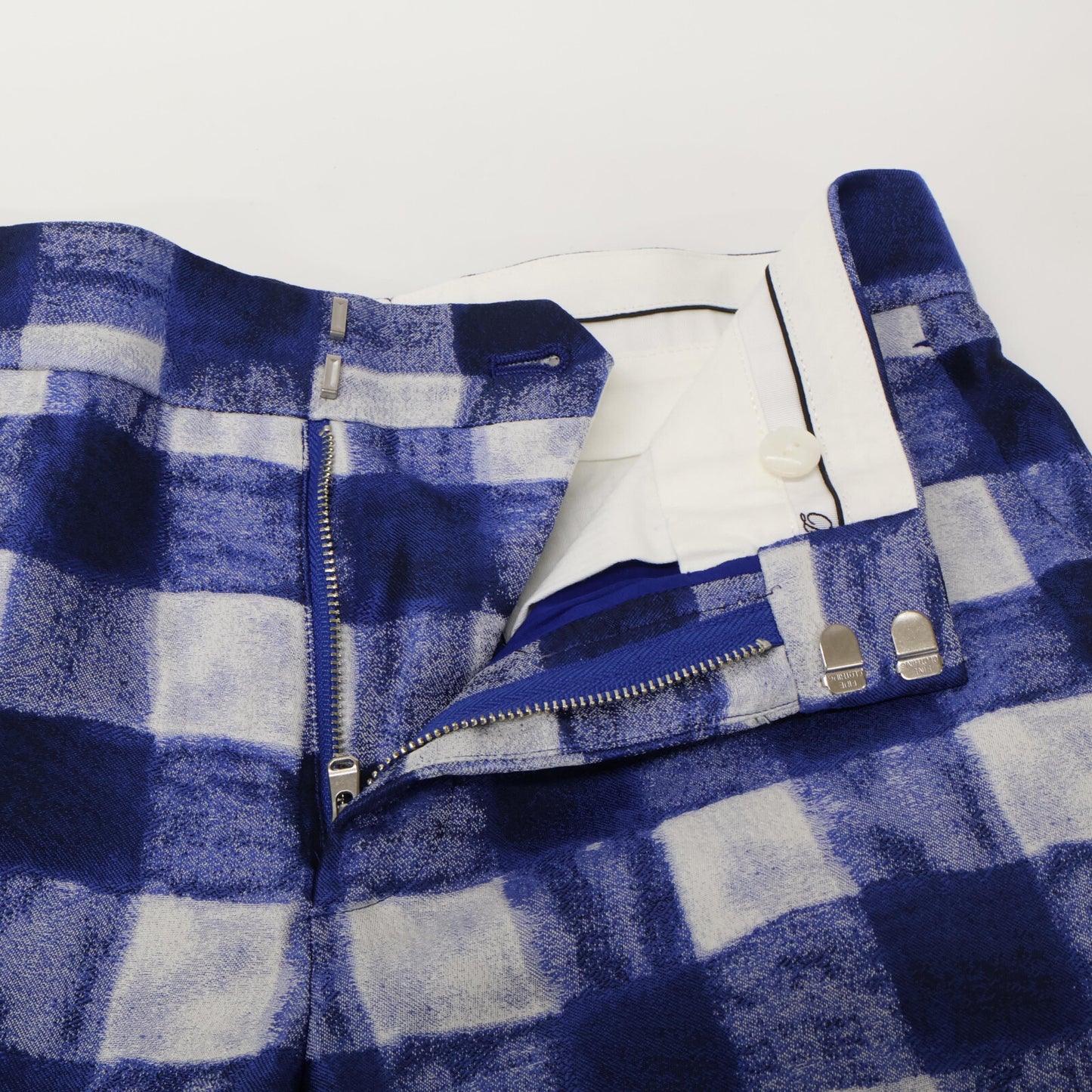 DRAWER ドゥロワー 6514-236-1301 ブルー カスリチェックジャガードパンツ ボトムス 34