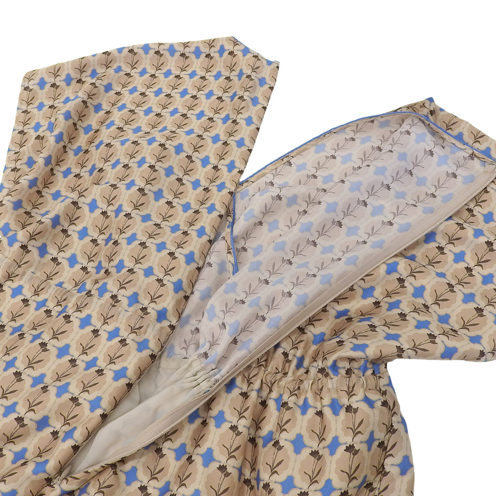 BALLSEY ボールジー 美品 コルチカムプリント カジュアルワンピース レディース ベージュ ブルー 36 ワンピース 36