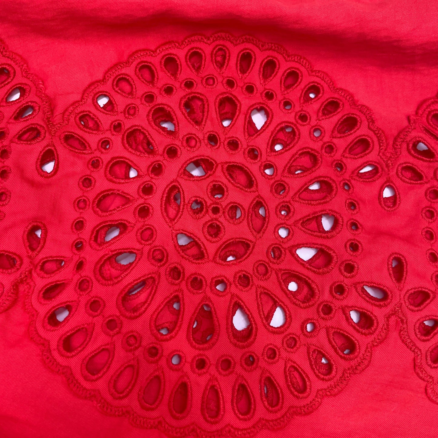 STELLA McCARTNEY ステラマッカートニー 6A0122 3BU304 レッド ブロデリーアングレーズパフスリーブドレス ワンピース 36