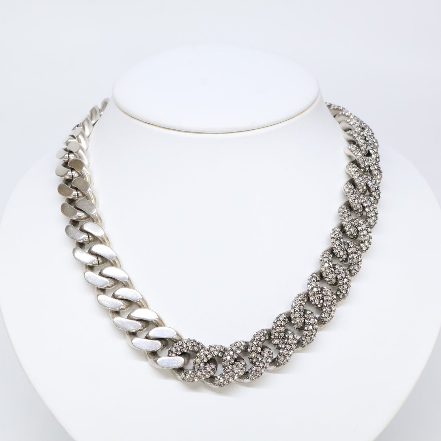 SAINT LAURENT PARIS サンローランパリ メタル/ラインストーン 喜平 チェーン ネックレス