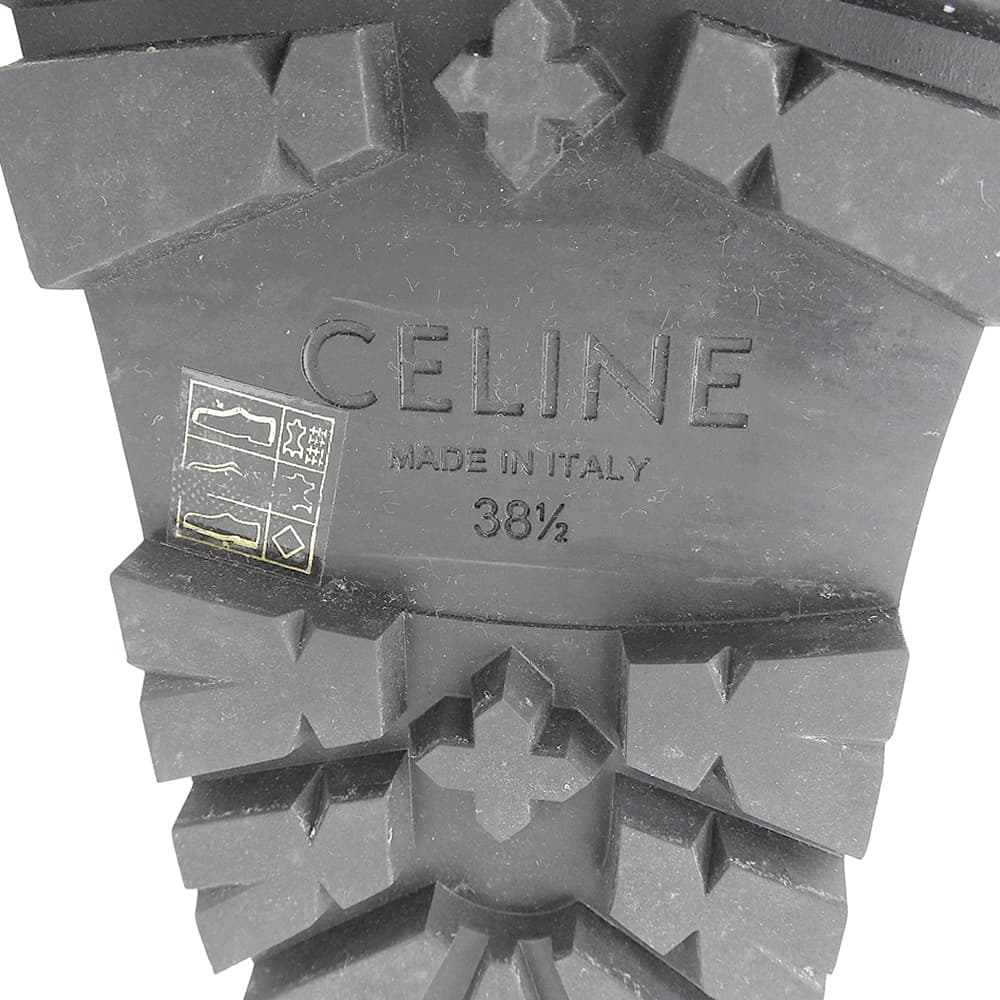 CELINE セリーヌ レザー×ファブリック サンダル BULKY シューズ レディース 黒 ブラック 38 1/2 RM1201 シューズ 38 1/2