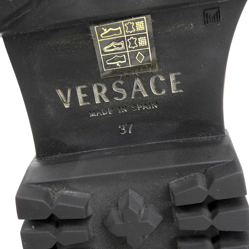 Versace ヴェルサーチ 美品 アリア メデューサ チェルシーブーツ レディース ブラック 37 シューズ 37