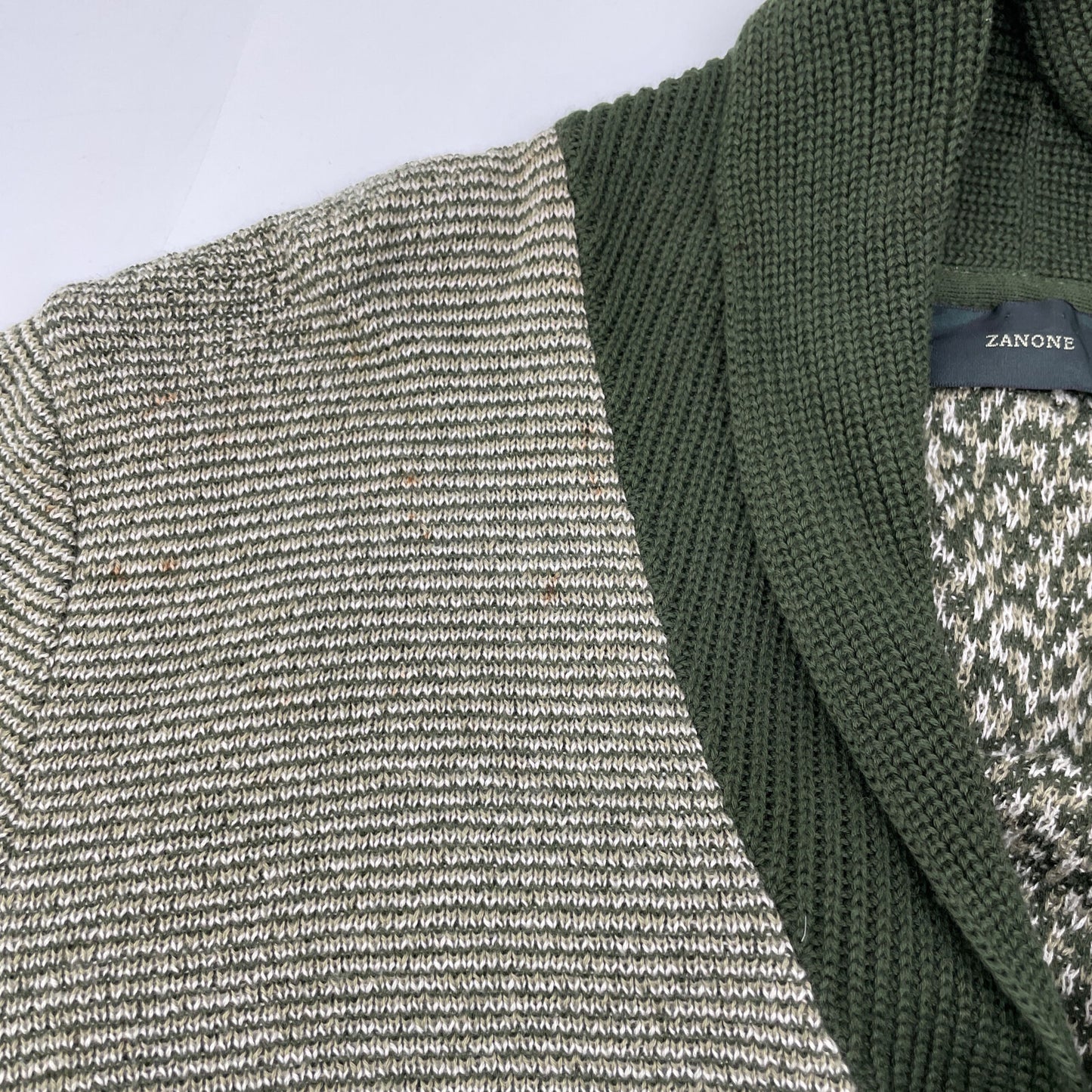 ZANONE ザノーネ グリーン 7ETJP1 ZC047 コットン スタンドカラーニットカーディガン トップス 48