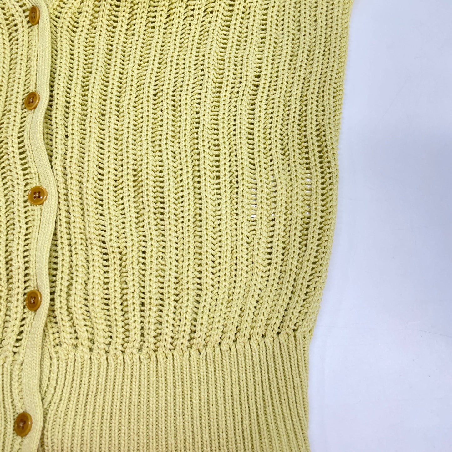 BACCA バッカ イエロー コットンコード Vネックカーディガン トップス S
