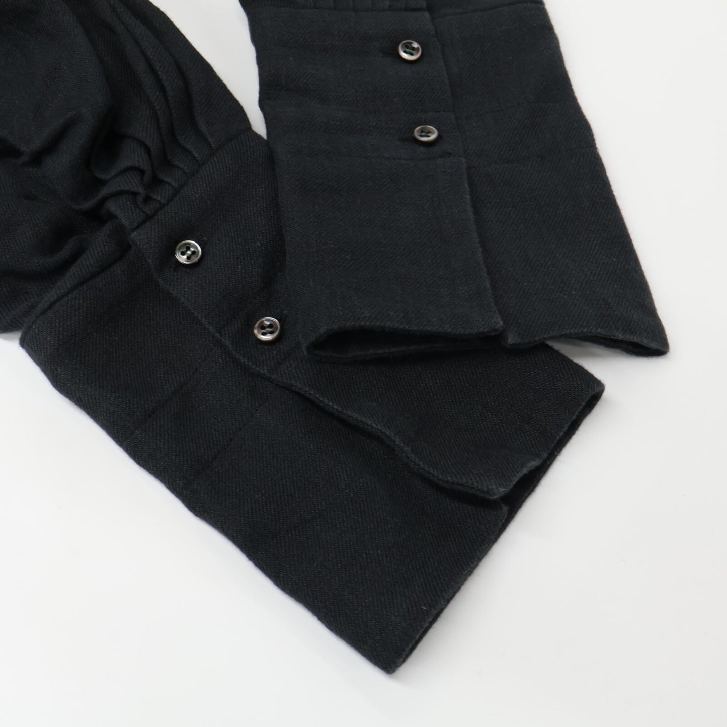 Chaos カオス ブラック リネン オーバーカラーソリットブラウス トップス F