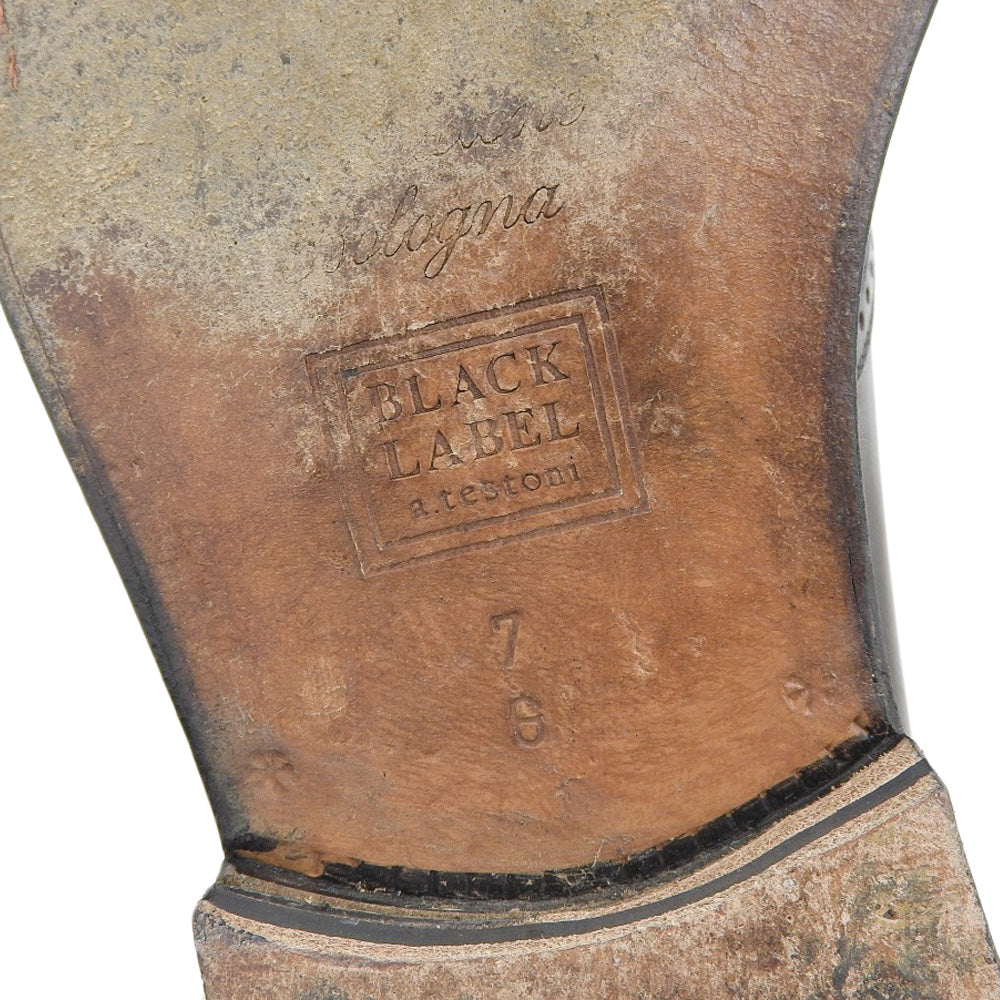 a.testoni ア テストーニ ブラックレーベル レザー ウィングチップ シューズ メンズ ブラック 7 M11559FRG シューズ 7