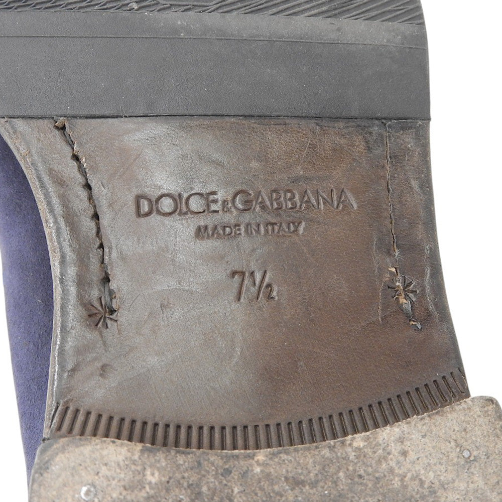 DOLCE&GABBANA ドルチェアンドガッバーナ スエード パンチング飾り プレーントゥ シューズ メンズ ネイビー 7 1/2 A20021 シューズ 7.5