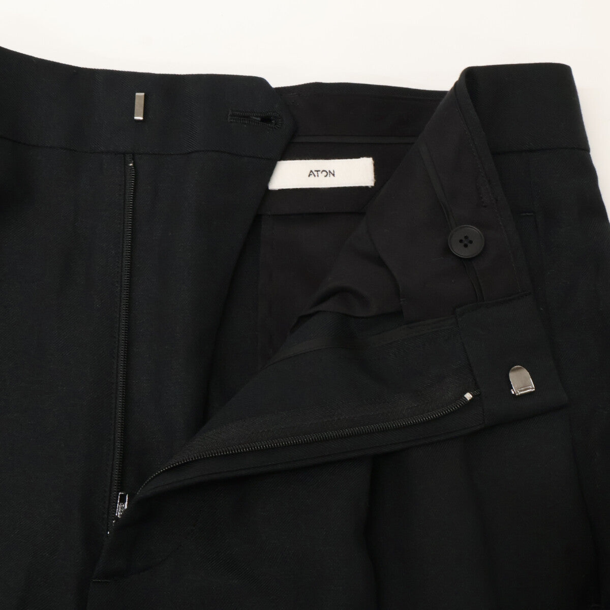 ATON エイトン ブラック PRAGCW0701 SILK WASHI TWILL ワイドパンツ ボトムス 4