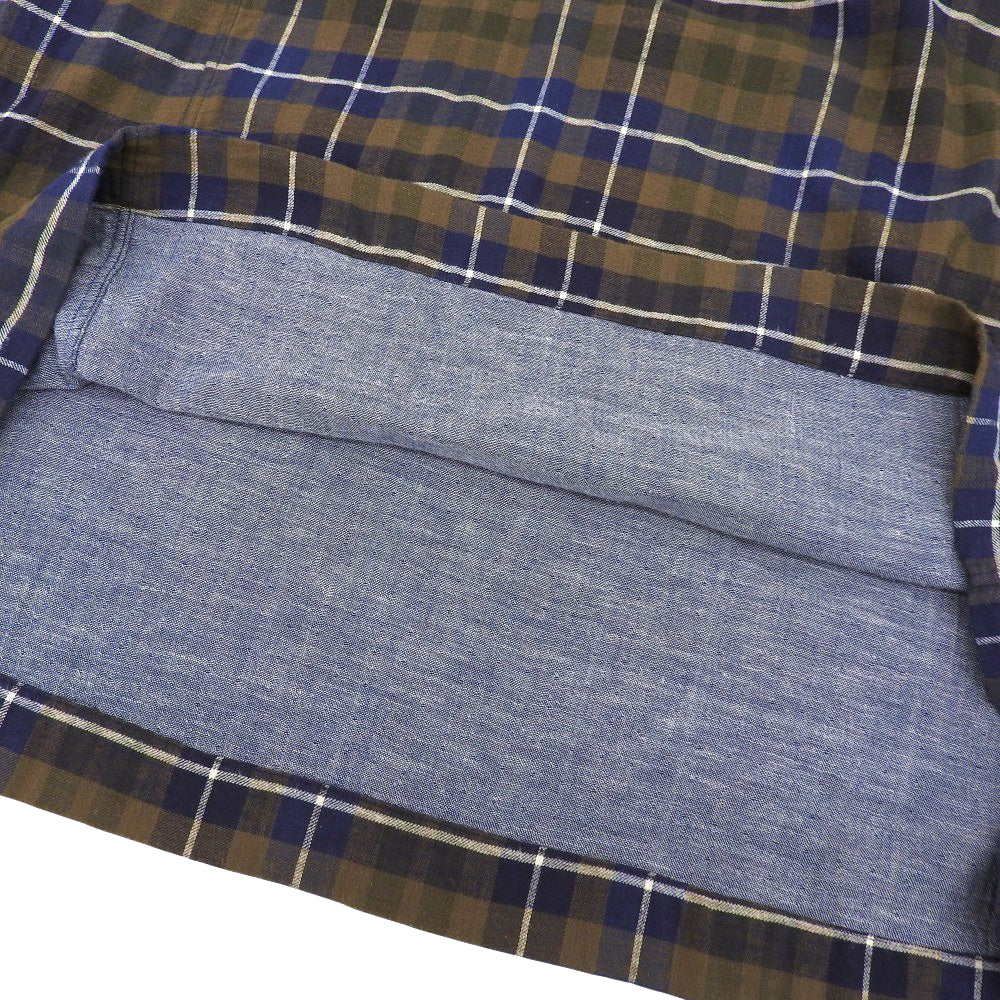 45R フォーティファイブ アール 美品 二重織 ネルチェック 馬比古ドレス ワンピース レディース カーキ×ブルー 0 5115903 ワンピース 0