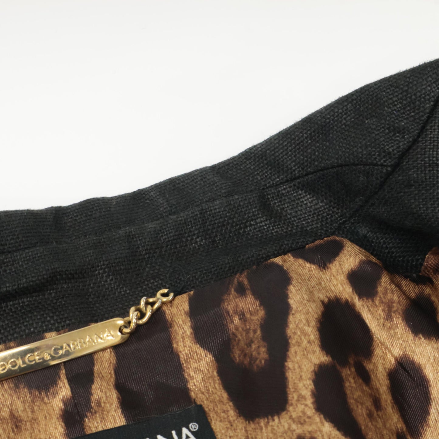 DOLCE&GABBANA ドルチェアンドガッバーナ F2401T FU4B1 ブラック 裏地レオパード リネンジャケット ジャケット 44