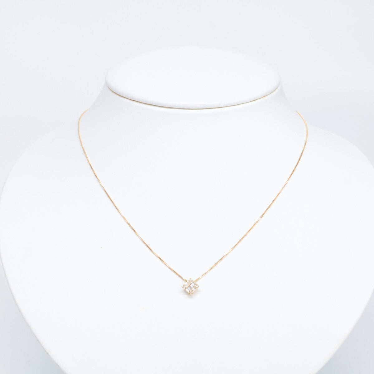 BELLESIORA ベルシオラ 美品 K18 0.19ct スクエア ダイヤモンド ネックレス