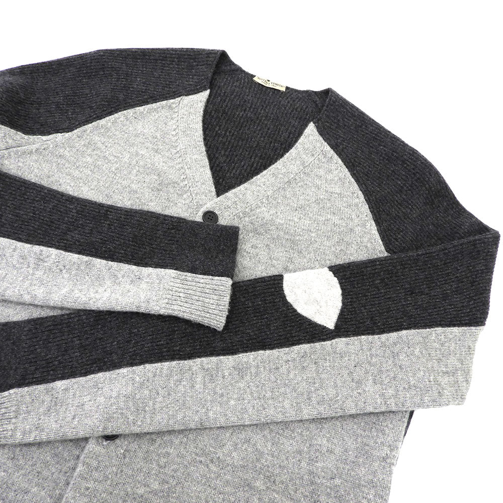 BOTTEGA VENETA ボッテガヴェネタ 美品 バイカラー カーディガン メンズ カシミヤ混 チャコールグレー グレー 44 44