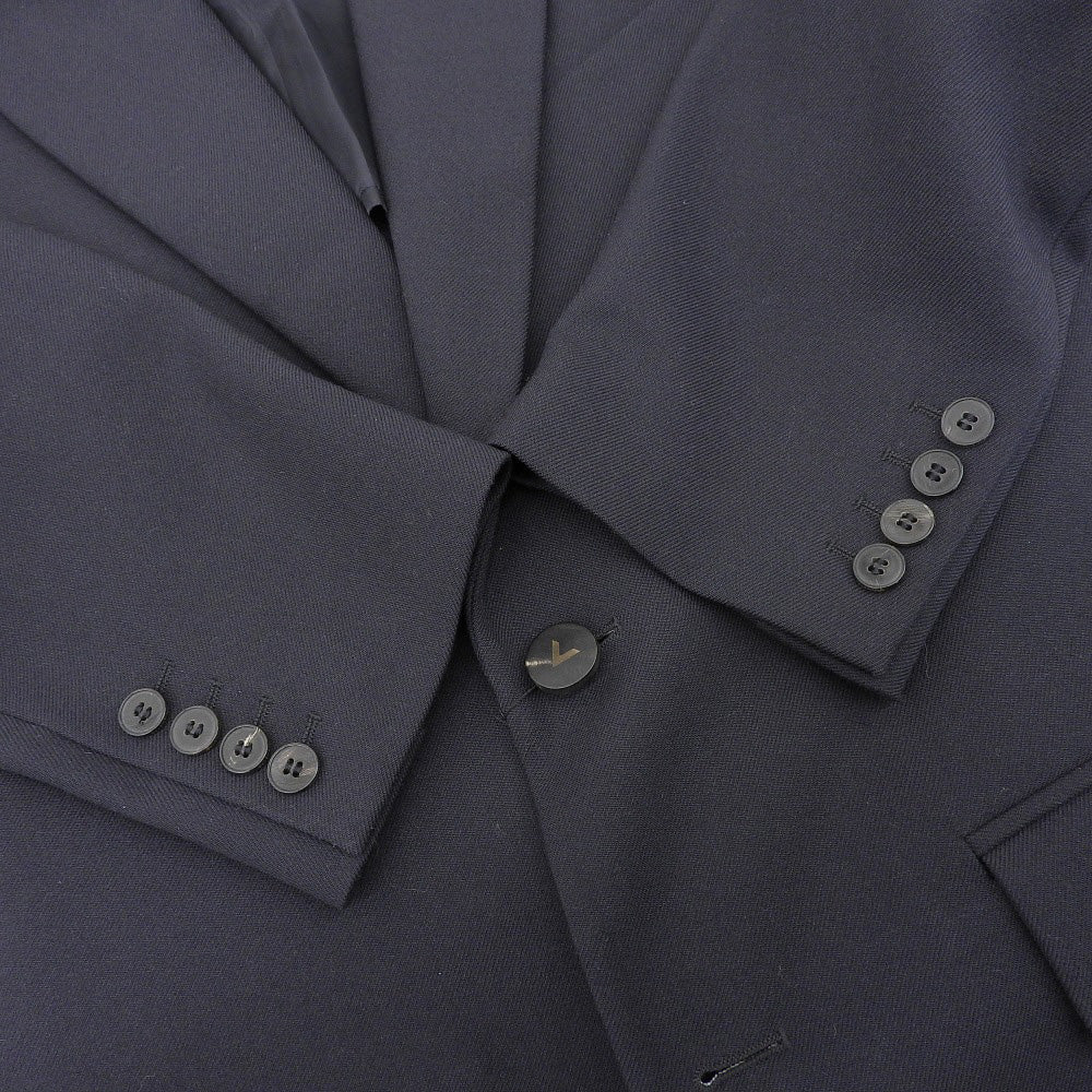 VALENTINO ヴァレンティノ 新品同様 ピークドラペル テーラードジャケット メンズ ネイビー 48 PV3NA05P4D3 ジャケット 48