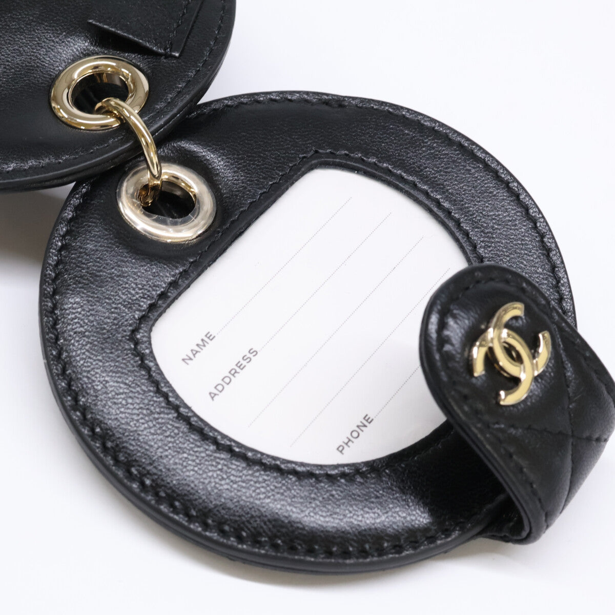 CHANEL シャネル 【美品】28番台 マトラッセ G金具 ラムスキン ネームタグ チャーム