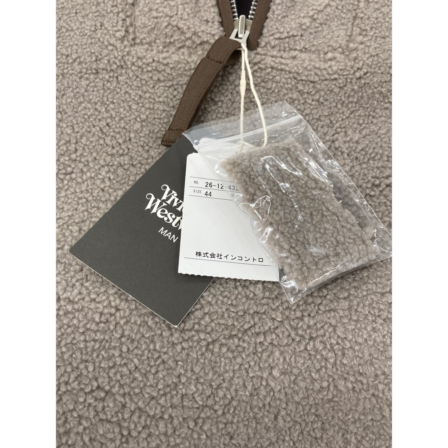 VIVIENNE WESTWOOD MAN ヴィヴィアンウエストウッドマン 【新品同様】26-12-432007-00 オーブ刺繍 ハーフジップ ボアブルゾン/ ジャケット 44