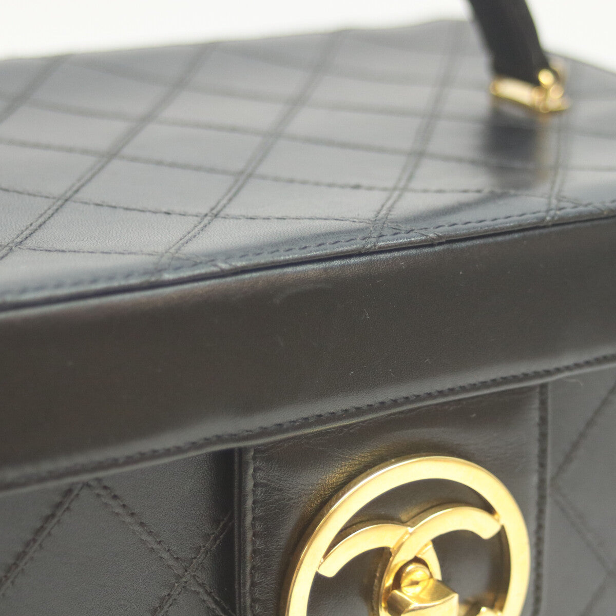 CHANEL シャネル 5番 黒 ビコローレ ラム G金具 2WAYバニティ ショルダーバッグ