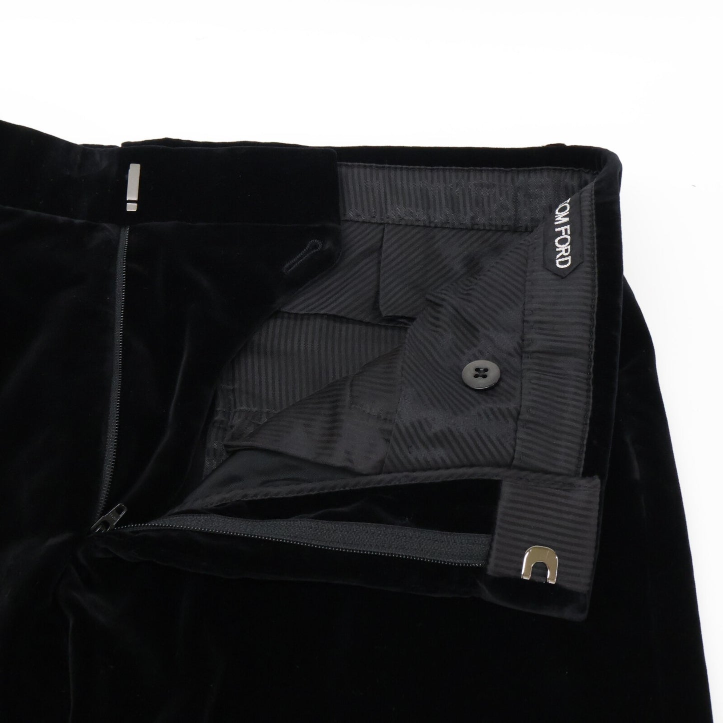 TOM FORD トムフォード ブラック ベルベット トラウザーパンツ ボトムス 7-46R