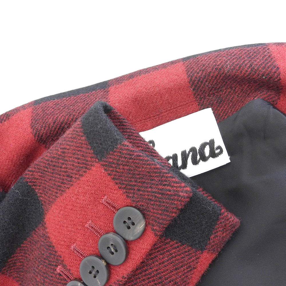 Cabana カバナ ウール チェック柄 ジャケット レディース レッド×ブラック 36 ジャケット 36