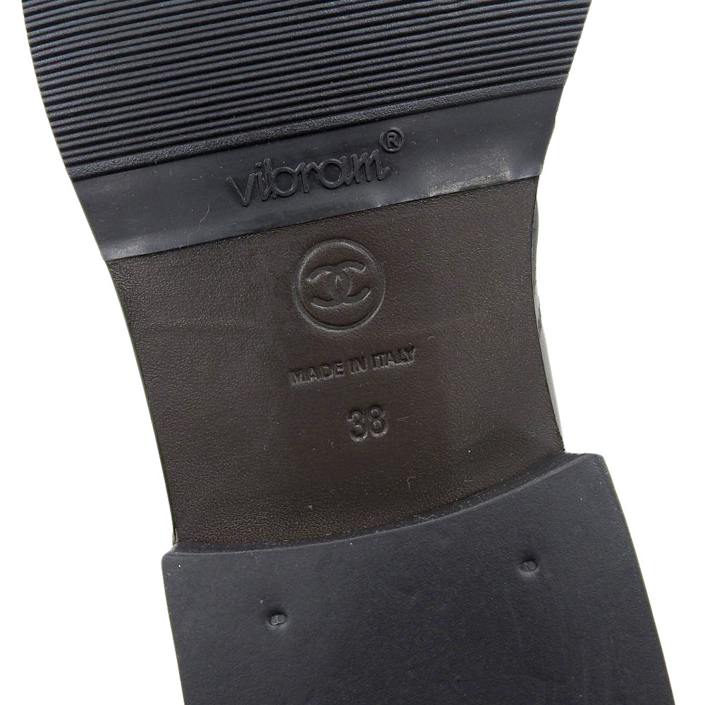 CHANEL シャネル 新品同様 CHANEL シャネル ココマーク レースアップ コンバットブーツ シューズ レディース レザー×ツイード ブラック 38 G27911 シューズ 38