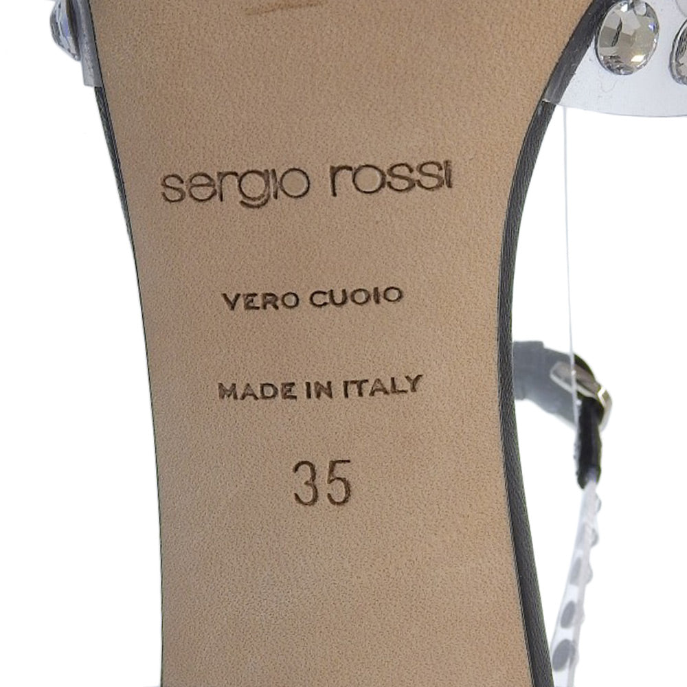 Sergio Rossi セルジオロッシ 新品同様 GODIVA ビジュ― ポインテッドトゥ アンクルストラップ パンプス クリア/ブラック 35 22AW シューズ 35