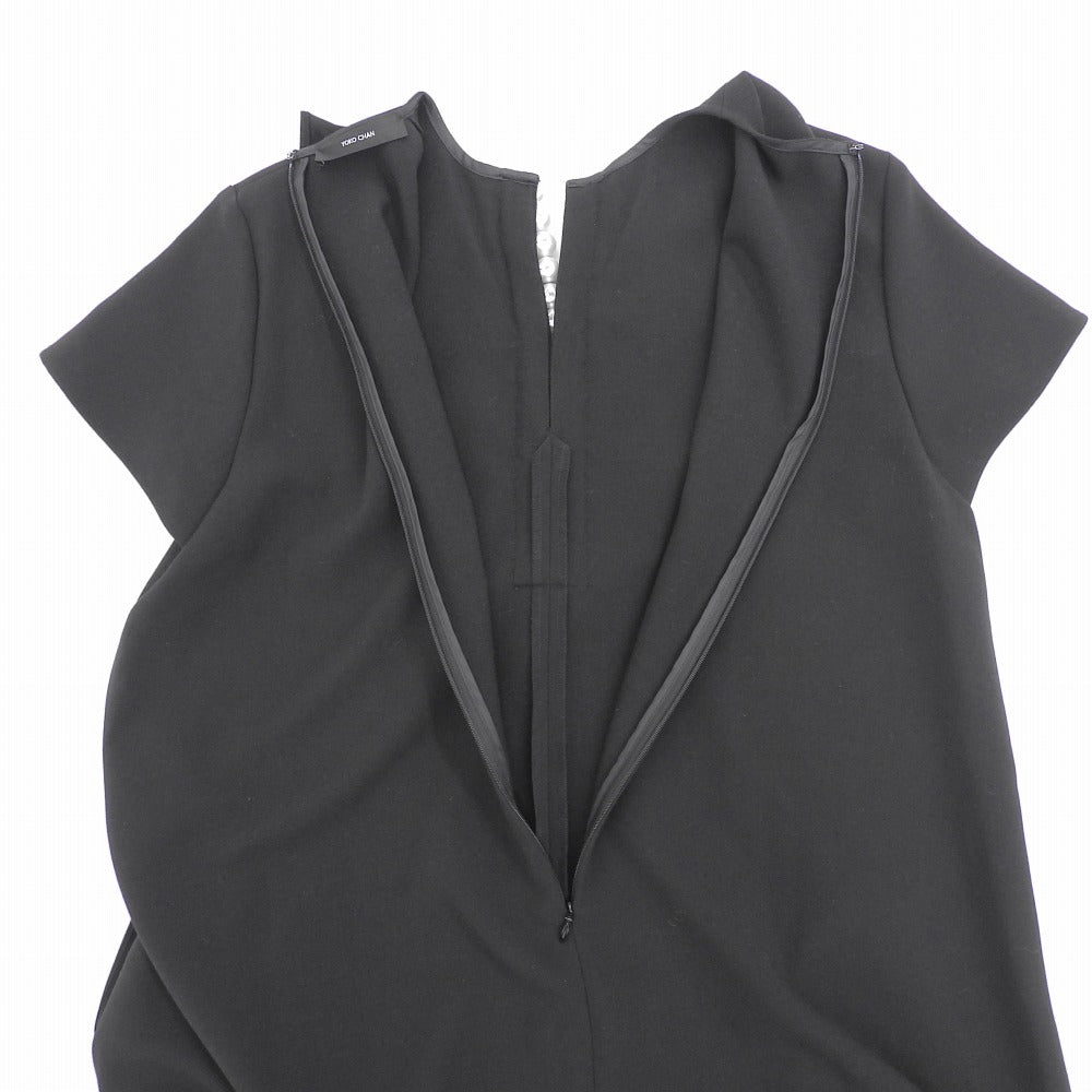 YOKOCHAN ヨーコチャン 美品 ボリュームラッフルパールドレス ワンピース レディース ブラック F YCD-124-914 24年製 ワンピース F