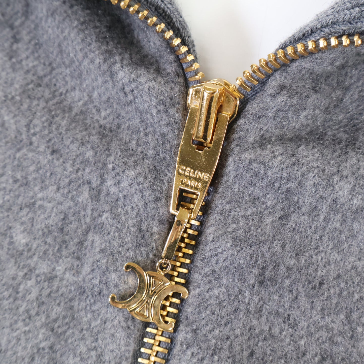 CELINE セリーヌ カシミヤ100 トリオンフ金具 ハーフジッププルオーバー トップス 34