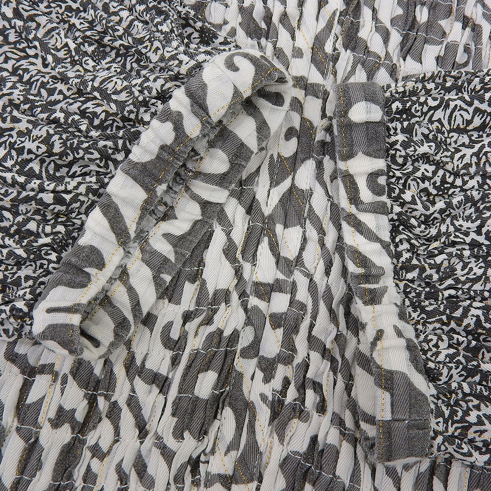 Saramallika サラマリカ ダブルフラワープリント コットン ワンピース レディース ホワイト×ブラック ワンピース ―