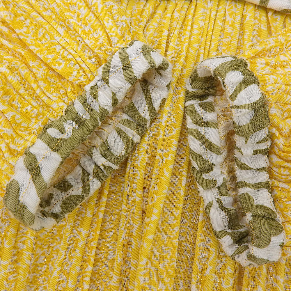 Saramallika サラマリカ ダブルフラワープリン ト コットン ワンピース レディース イエロー×ホワイト ワンピース ―