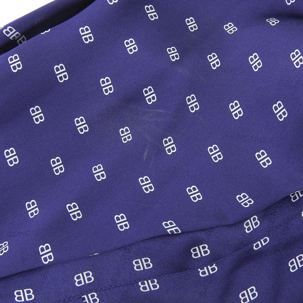 BALENCIAGA バレンシアガ シルク100% ボウタイ BBロゴ シャツブラウス トップス レディース ネイビー 34 503061 17年 トップス 34