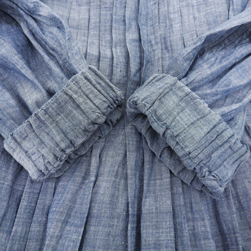 45R フォーティファイブ アール カフタンドレス プリーツシャツワンピース コットン レディース ブルー 7035919 ワンピース ―