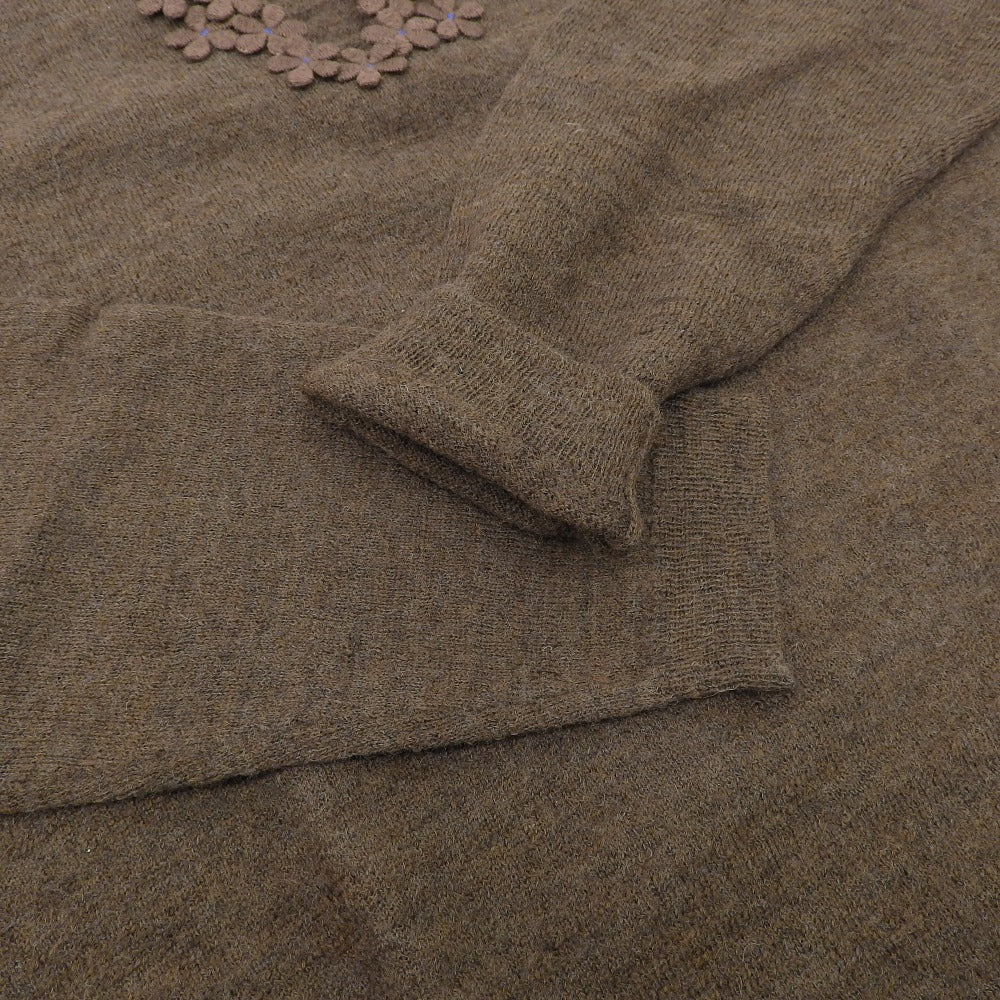 45R フォーティファイブ アール 美品 ウール フラワーモチーフボウタイニット トップス レディース ブラウン 3 5108076 トップス 3