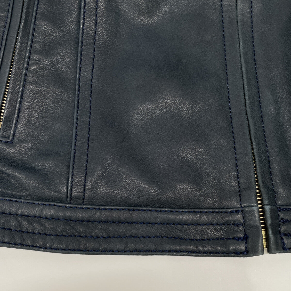 TOMORROWLAND トゥモローランド 【コレクション】23年製 ネイビー ラムレザー ジップアップブルゾン ジャケット 40