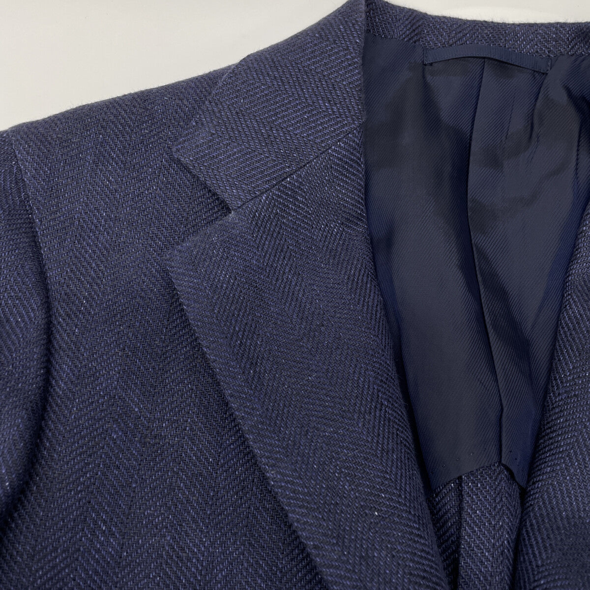BEAMS F ビームスエフ ネイビー SUBALPINO社製生地 LINEN SOLID JACKET ジャケット 46