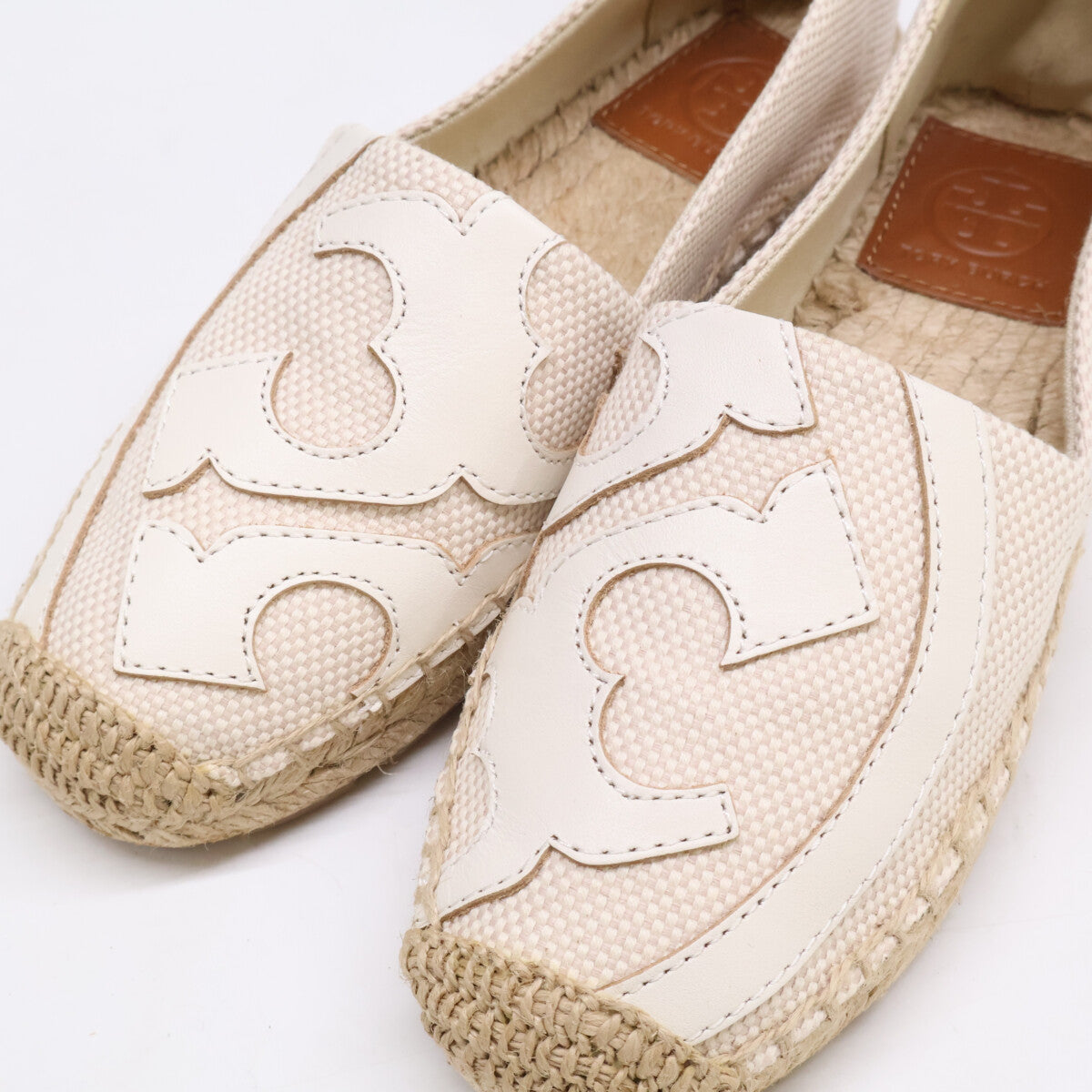 Tory Burch トリーバーチ 【美品】リネンxレザー ロゴデザイン エスパドリーユ/フラット シューズ 5
