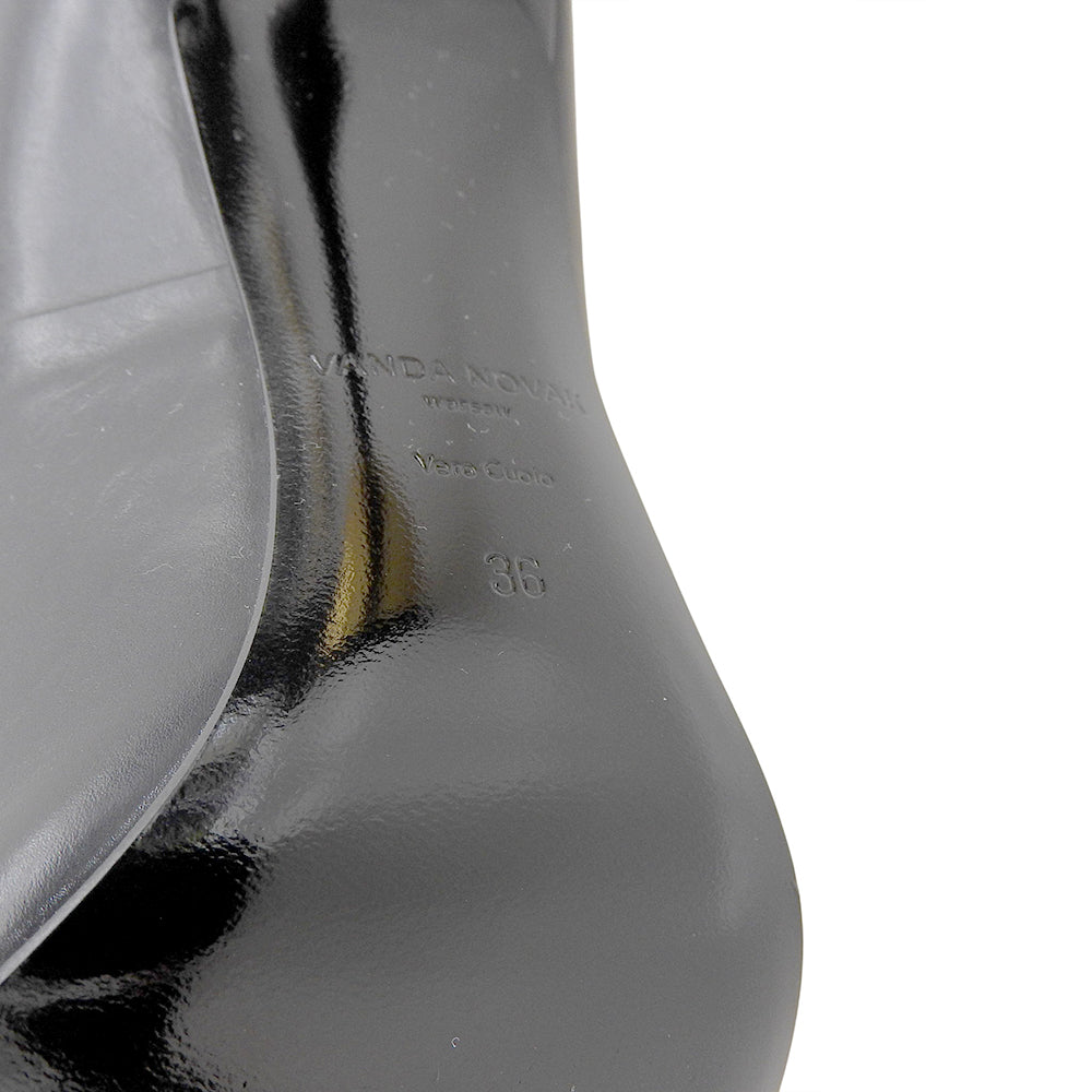 VANDA NOVAK ヴァンダ ノヴァク 新品同様 アテナディープブラック ゴールドボール ポインテッドトゥ ヒールパンプス レディース 黒 36 シューズ 36