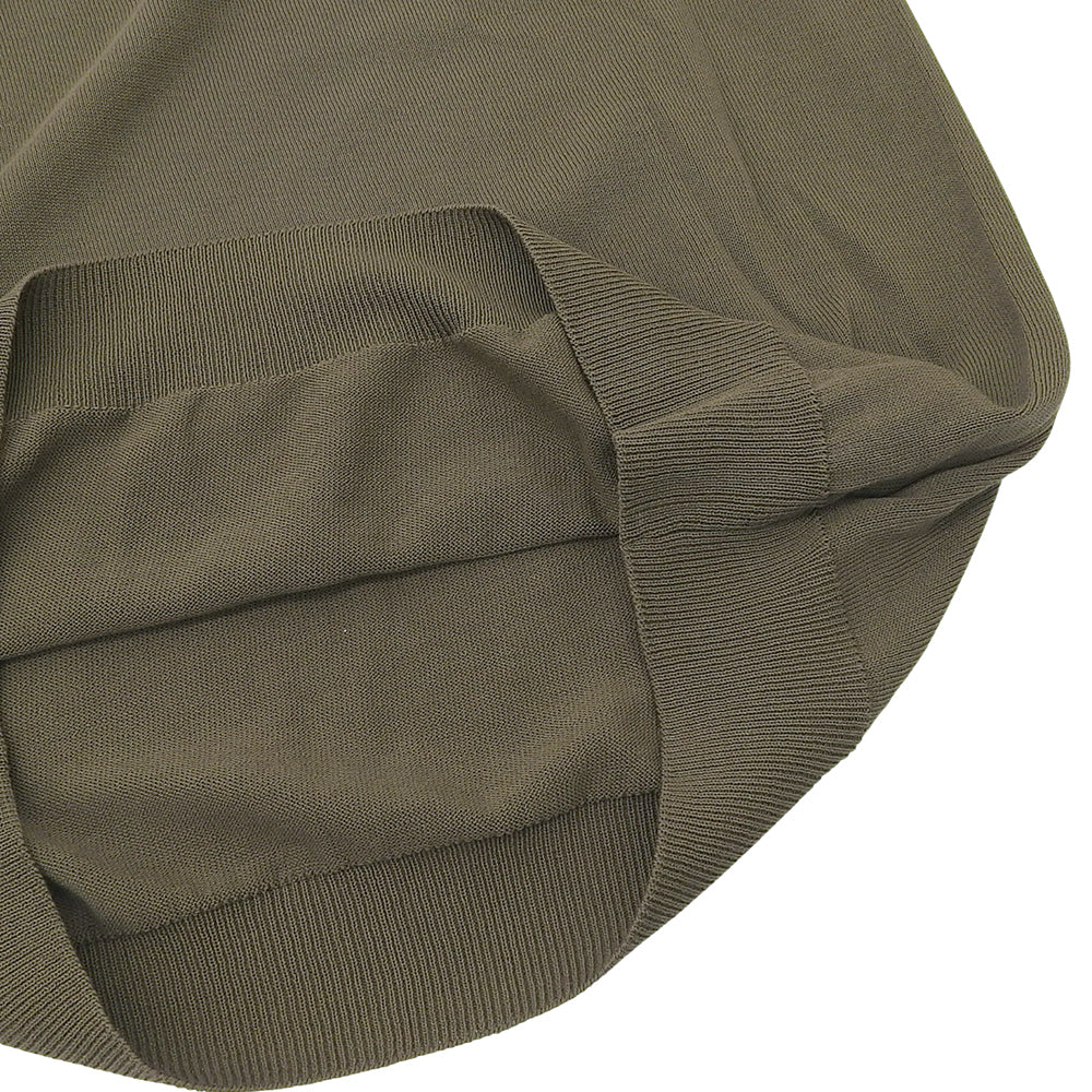 ZANONE ザノーネ 未使用 コットン クルーネック ショートスリーブ リブニットソー トップス メンズ カーキ 48 812109 ZY318 トップス 48