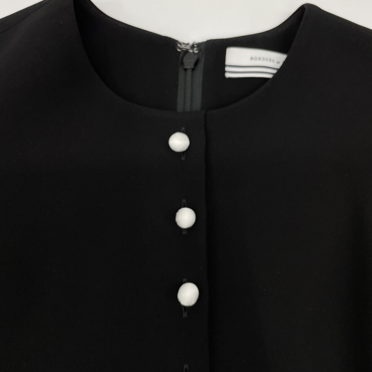 BORDERS at BALCONY ボーダーズアットバルコニー BD2221-3E-06 ブラック BORDER CUFF TWILL リタッチブルスリーブワンピース ワンピース 34