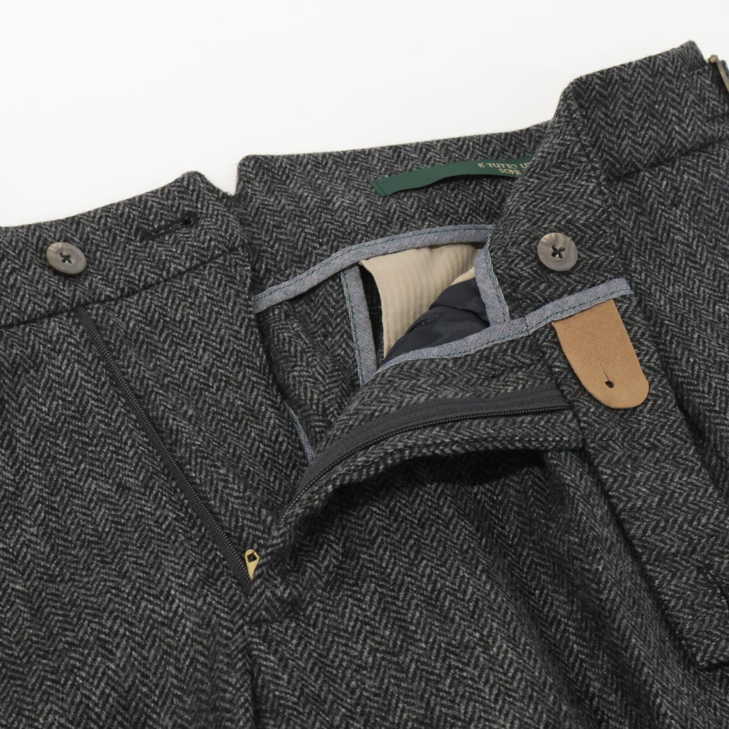 BERWICH ベルウィッチ AM1513 グレー SCOTCH ツィード ヘリンボーン スラックス 2インプリーツクロップドパンツ ボトムス 46