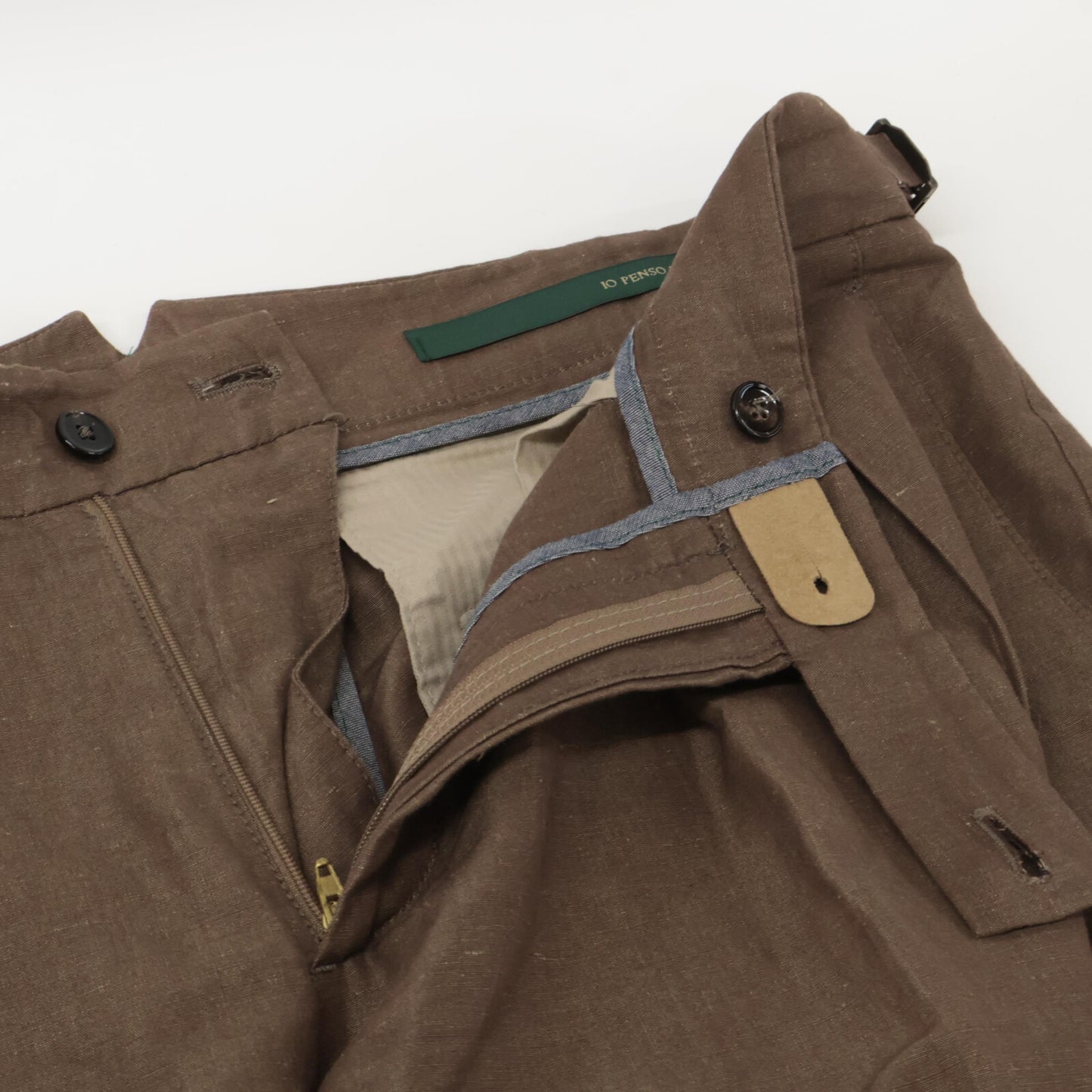 BERWICH ベルウィッチ SB1543 ブラウン SCOTCH コットンリネン 2インプリーツクロップドパンツ ボトムス 48