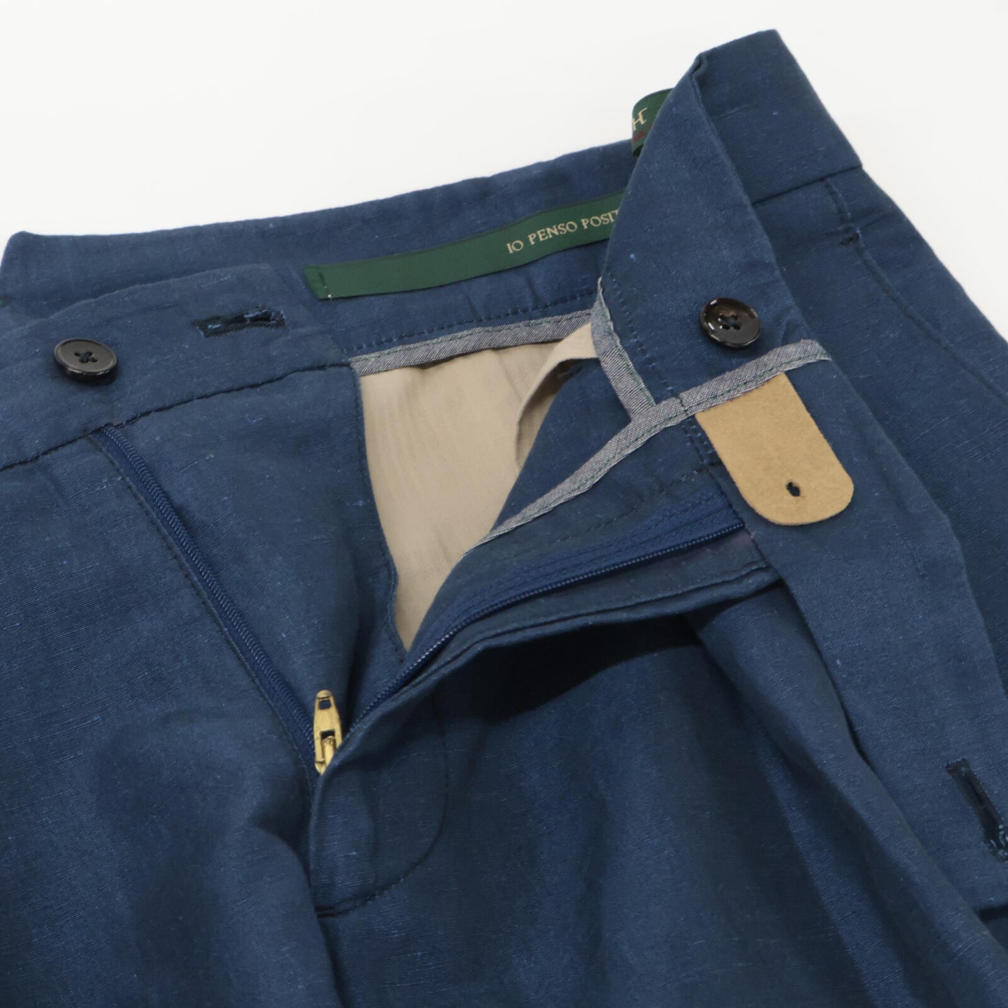 BERWICH ベルウィッチ SB1543 ブルー SCOTCH コットンリネン 2インプリーツクロップドパンツ ボトムス 48