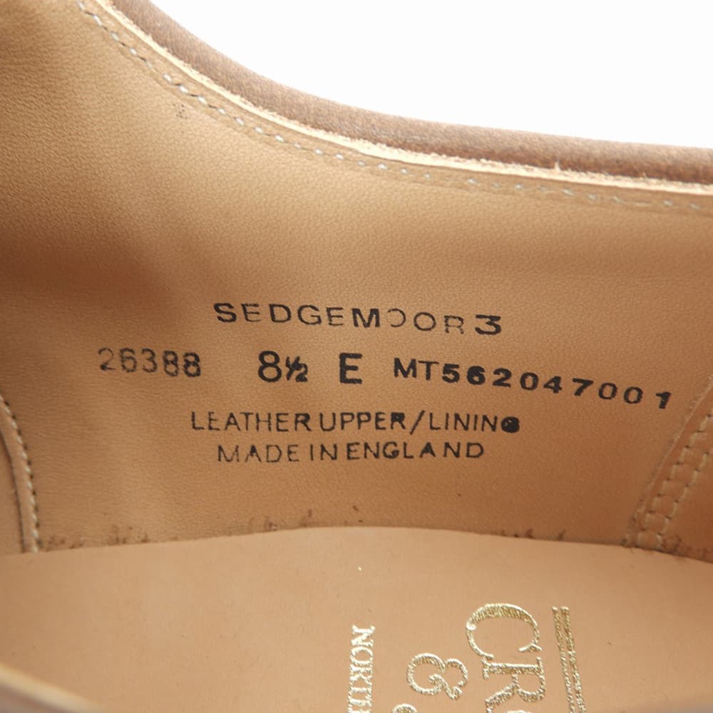 Crockett&Jones クロケット&ジョーンズ 新品同様 セッジムーア3 ダイナイトソール プレーントゥダービーシューズ 26388A-S05D2 378ラスト シューズ 8 1/2E