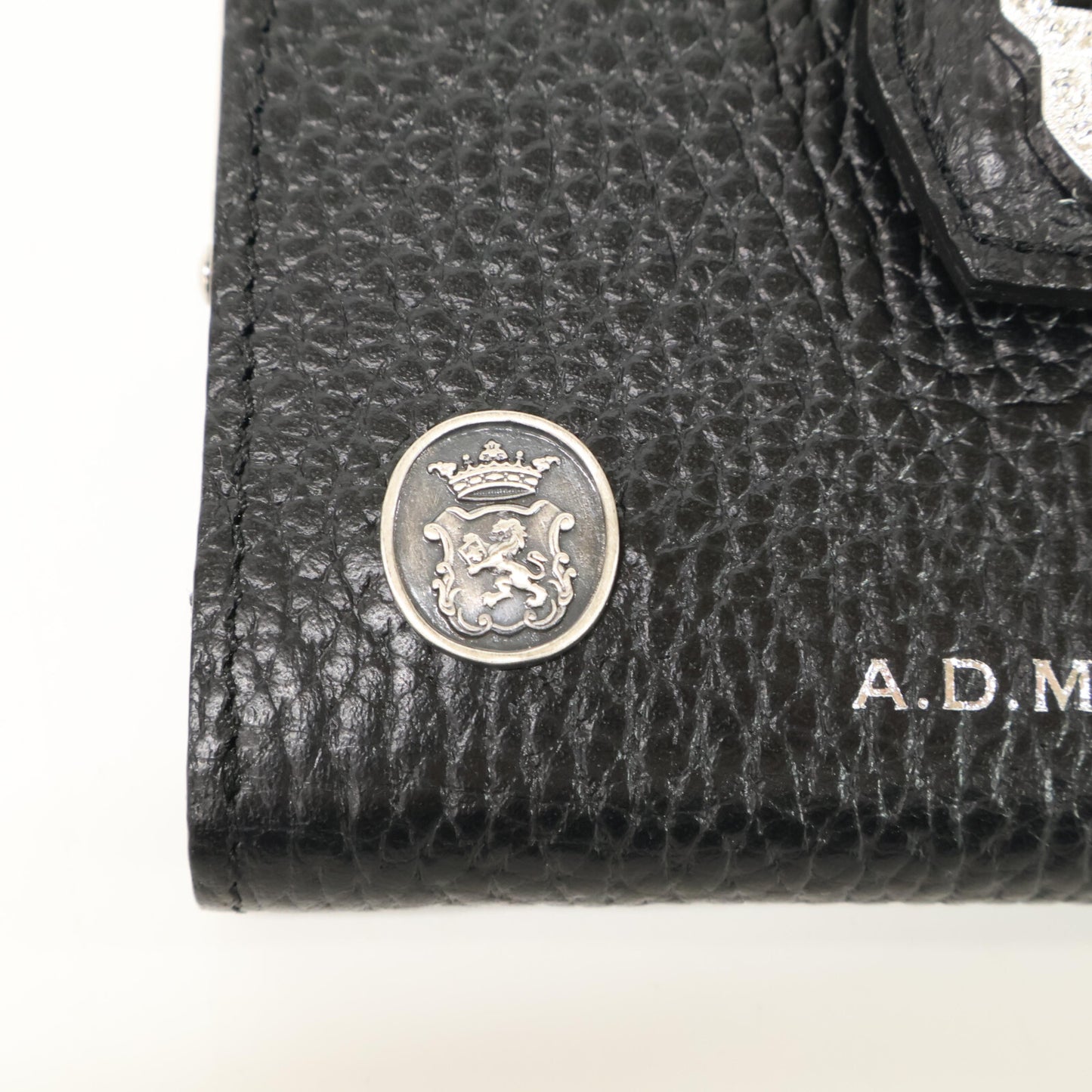 A.D.M.J. Accessoires De Mademoiselle ADMJ 【美品】牛革シュリンク型押し アールデコ がま口 スモールウォレット 二つ折り財布(小銭入れあり)