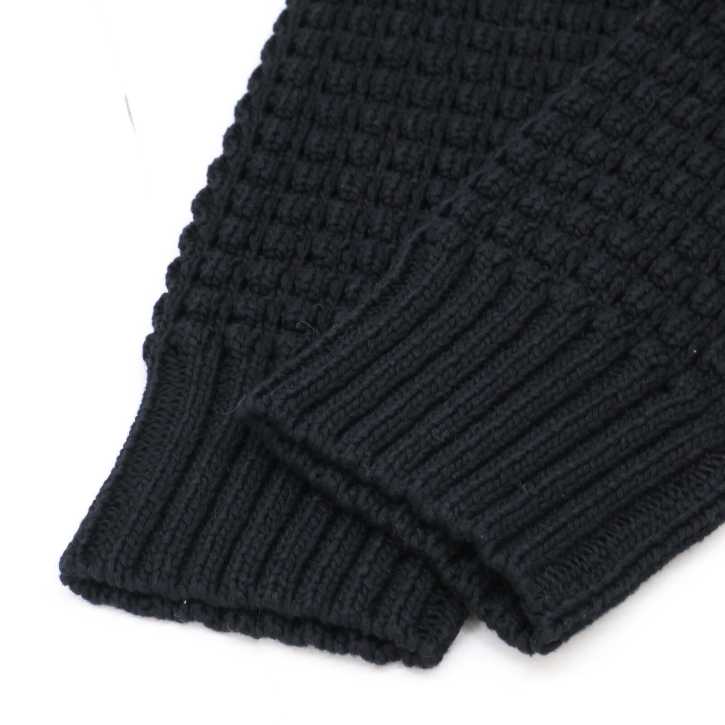 DRAWER ドゥロワー 6515-106-0308 ブラック×ホワイト コットン ロゴボタン バイカラーローゲージカーディガン トップス 2