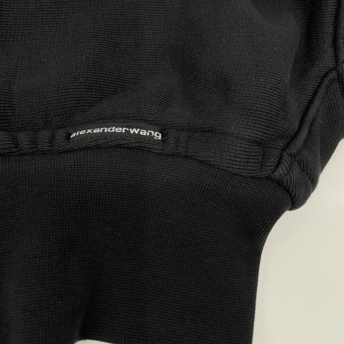 ALEXANDER WANG アレキサンダーワン ブラック クロップド ロングスリーブ フーディ スウェット トップス XS
